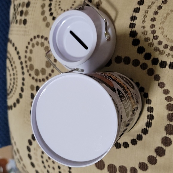 Metal tin container cow themed black n white piggy bank canister - Picture 4 of 6